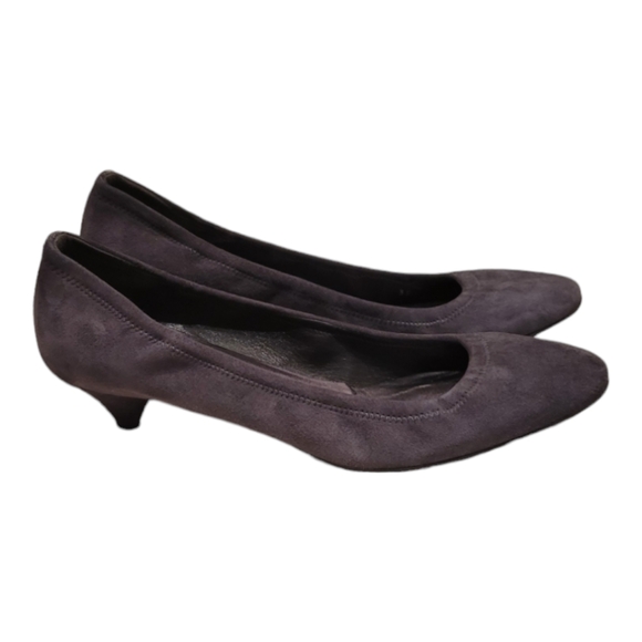 Authentic PRADA Size 38.5 Calzature Donna Grey Suede Kitten Heels - Picture 9 of 9
